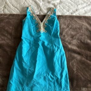 Turquoise and Gold Lilly Dress